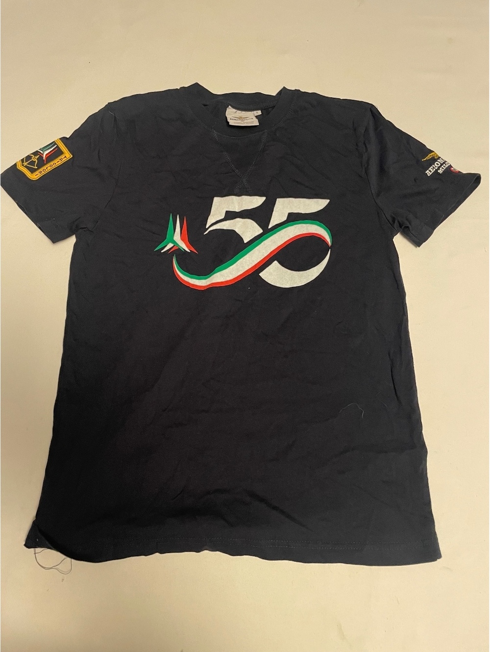 Aeronautica Militare Men's Black 55 Logo Graphic T-Shirt Size Small